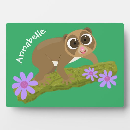 Plaque Photo Joli lenteur loris sur dessin de branche (Devant)