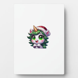 Plaque Photo Joli licorne de Noël en costume d'arbre de Noël de