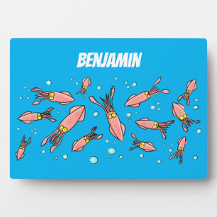 Plaque Photo Joli motif caricature de calmar rose