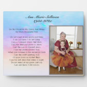 Plaque Photo Joli poème mémorial avec tablette photo (Devant)