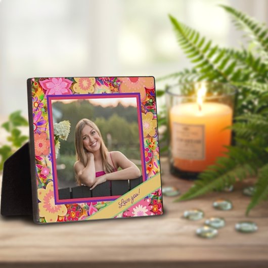 Plaque Photo Joli rose floral photo Customisé message d'amour