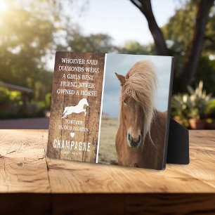 Plaque Photo Joli Souvenir Photo Mémorial de Cheval Rustique
