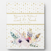 Plaque Photo Jolie Boho Bouquet Mariage Welcome Tabletop (Devant)