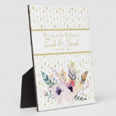 Plaque Photo Jolie Boho Bouquet Mariage Welcome Tabletop (Côté)
