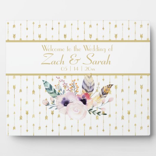 Plaque Photo Jolie Boho Bouquet Mariage Welcome Tabletop (Devant)