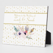 Plaque Photo Jolie Boho Bouquet Mariage Welcome Tabletop (Côté)