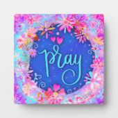 Plaque Photo Jolie florale BoHo rose Pray Inspirivity (Devant)