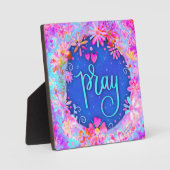 Plaque Photo Jolie florale BoHo rose Pray Inspirivity (Recto)