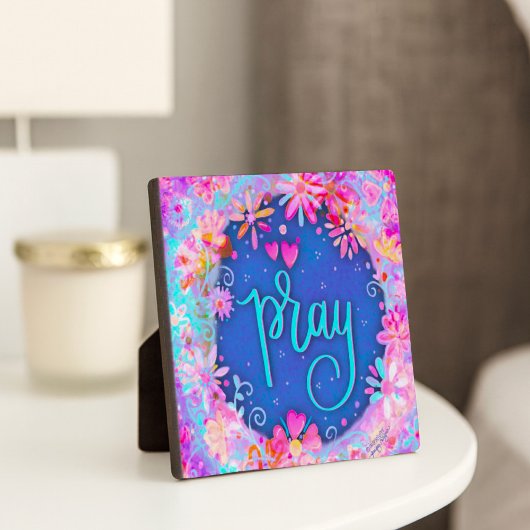 Plaque Photo Jolie florale BoHo rose Pray Inspirivity