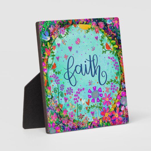 Plaque Photo Jolie foi Oiseaux floraux Whimsical mignon Easel (Recto)