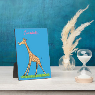 Plaque Photo Jolie girafe avec dessin animé de papillon