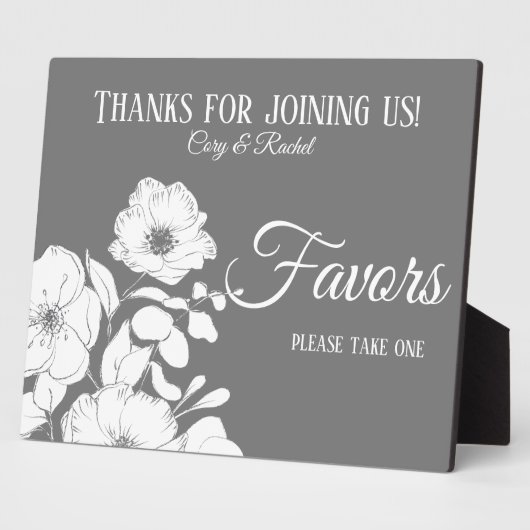 Plaque Photo Jolie Grey avec Blanc Floral Wedding Faveurs (Côté)