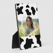 Plaque Photo jolie impression de vache laitière de ferme noir e (Côté)