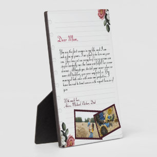 Plaque Photo Jolie lettre d'amour personnalisée écrite à la mai