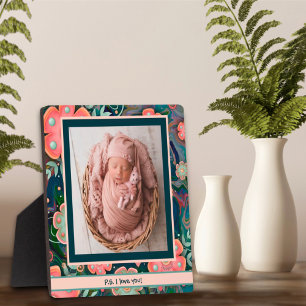 Plaque Photo Jolie Marine rose floral mignonne Photo Customisée