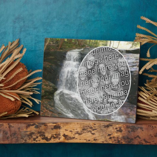 Plaque Photo Jolie peinture à l'huile de cascade Ajouter votre (Côté)