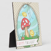 Plaque Photo Jolie poussette de Pâques aux champignons Joyeux P (Côté)
