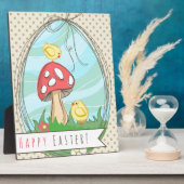 Plaque Photo Jolie poussette de Pâques aux champignons Joyeux P (Côté)