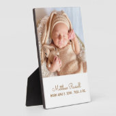 Plaque Photo Jolies Statistiques de Naissance de Bébé sur Photo (Côté)