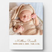 Plaque Photo Jolies stats de naissance de bébé avec photo perso (Devant)