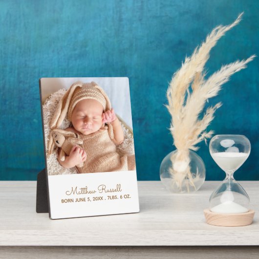 Plaque Photo Jolies stats de naissance de bébé avec photo perso (Côté)