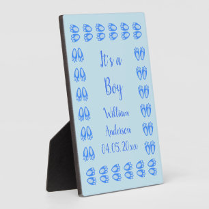 Plaque Photo Jolis pieds de bébé lapin bleu garçon Pâques nouve