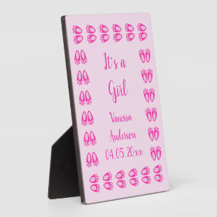 Plaque Photo Jolis Pieds de Lapin Rose pour Bébé Fille Pâques N