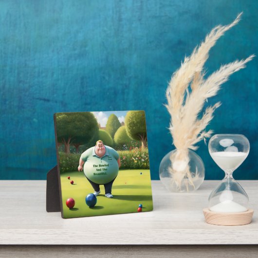 Plaque Photo Jolly Lawn Bowler Man, (Insitu)