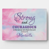 Plaque Photo Joshua 1:9 Chrétienne FORTE ET COURAGEUSE (Devant)