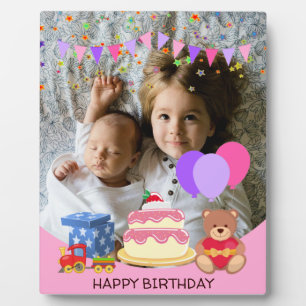 Plaque Photo Jouets pour enfants roses mignonette Fête d'annive