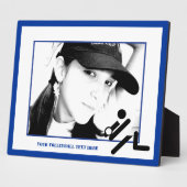 Plaque Photo Joueur de volley-ball noir, blanc, bleu icon custo (Côté)