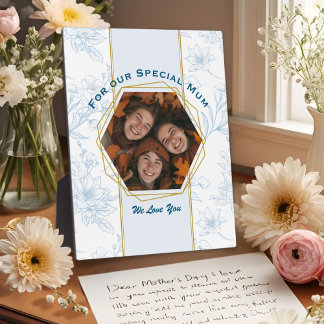 Plaque Photo Jour des mères florales bleues modernes