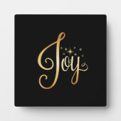 Plaque Photo "Joy" Black Gold Script Élégant vacances (Devant)