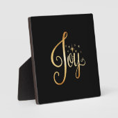Plaque Photo "Joy" Black Gold Script Élégant vacances (Recto)