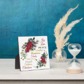 Plaque Photo Joy Love Peace Poinsettia Noël (Insitu)