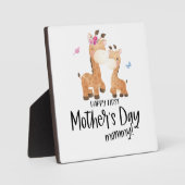 Plaque Photo Joyeuse fête des mères 🦒 Giraffe + Papillons (Recto)