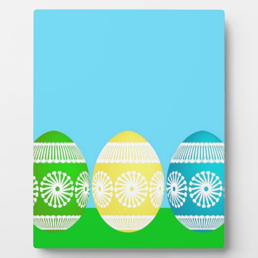 Plaque Photo Joyeuse poudreuse de Pâques bleu conception d'oeuf (Devant)