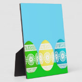 Plaque Photo Joyeuse poudreuse de Pâques bleu conception d'oeuf (Côté)