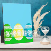 Plaque Photo Joyeuse poudreuse de Pâques bleu conception d'oeuf (Côté)