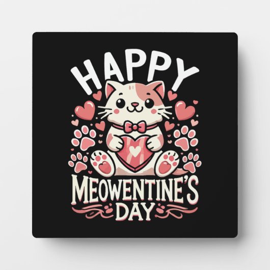 Plaque Photo Joyeuse Saint-Sylvestre - Cute Cat Saint-Valentin (Devant)