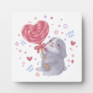 Plaque Photo Joyeuse Saint-Valentin avec Bunny & Lollipop