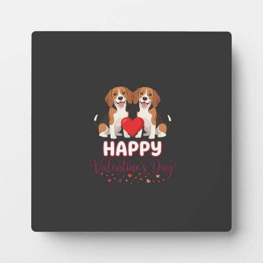 Plaque Photo Joyeuse Saint-Valentin Couple Beagle (Devant)