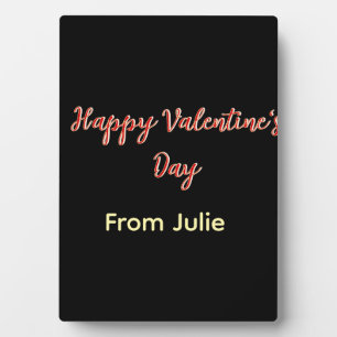 Plaque Photo Joyeuse Saint-Valentin rouge noir de nom stylé 