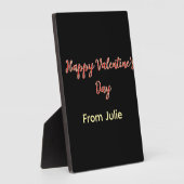 Plaque Photo Joyeuse Saint-Valentin rouge noir de nom stylé (Côté)