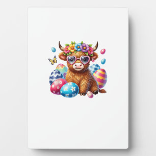 Plaque Photo Joyeuses Pâques Vache Highland Génisse Jour de Pâq