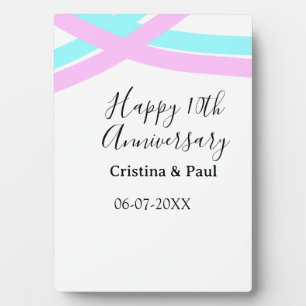 Plaque Photo Joyeux 10ème anniversaire de mariage simple nom mi