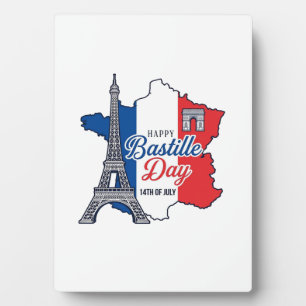 Plaque Photo Joyeux 14 juillet France Carte Tour Eiffel Vector_