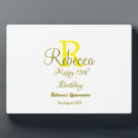 Plaque Photo Joyeux 15e anniversaire jaune ajouter nom monogram<br><div class="desc">belle conception</div>