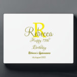 Plaque Photo Joyeux 15e anniversaire jaune ajouter nom monogram<br><div class="desc">belle conception</div>