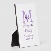 Plaque Photo Joyeux 16e anniversaire violet ajouter nom monogra (Côté)